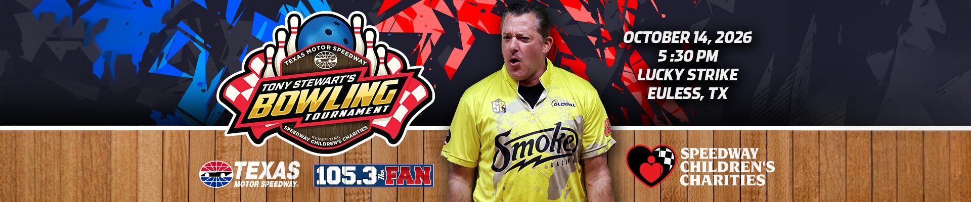 Tony Stewart Bowling Tournament Registration Header