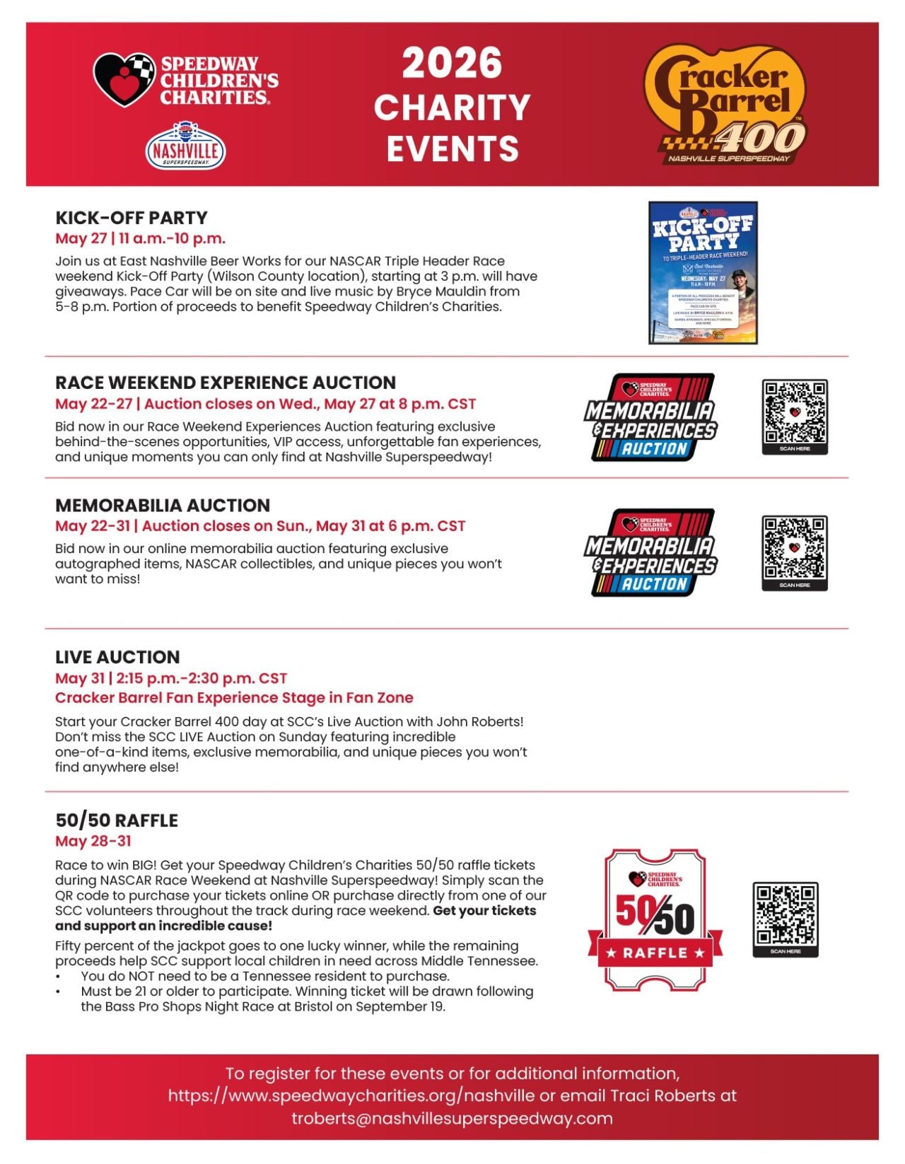 2026 Charity Events Weekend Schedule Header Image